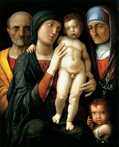 La Sainte Famille (Den hellige familie) - Maleri af Andrea Mantegna (1431-1506), olie på lærred (75x61,5), ca. 1495 - Statens kunstgalleri, Dresden (Tyskland) af Andrea Mantegna