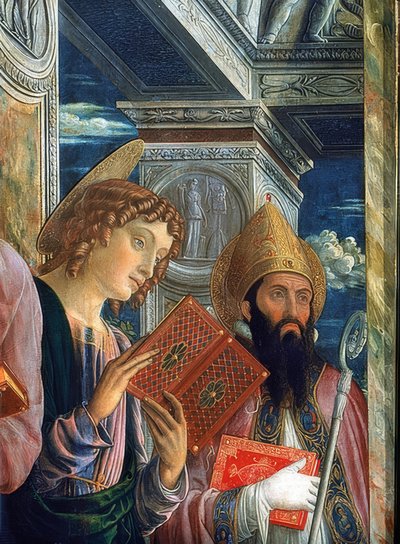 San Zeno-alteret. Detalje af venstre side. 1457-1460. På billedet ses evangelisten Johannes og Zenon fra Verona af Andrea Mantegna
