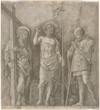Den opstandne Kristus mellem Sankt Andreas og Longinus af Andrea Mantegna