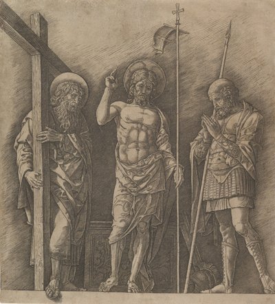 Den opstandne Kristus mellem Sankt Andreas og Sankt Longinus, ca. 1472. af Andrea Mantegna