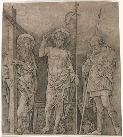 Den opstandne Kristus mellem Sankt Andreas og Longinus af Andrea Mantegna