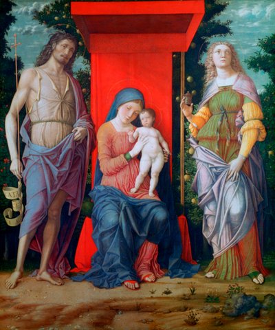 Jomfruen og barnet med hellige, c1490-1505 af Andrea Mantegna