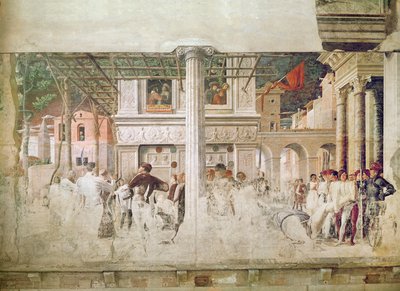 Sankt Christophers martyrdød og flytningen af hans krop (før genoprettelse), ca. 1450-56 af Andrea Mantegna