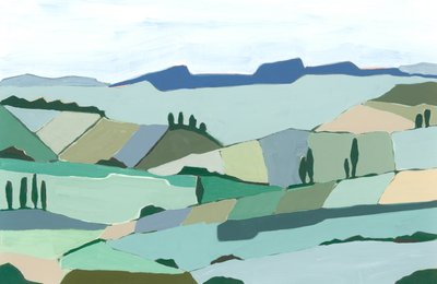 Charmin hills, 2024 (akryl på papir) af Andrea Mejia
