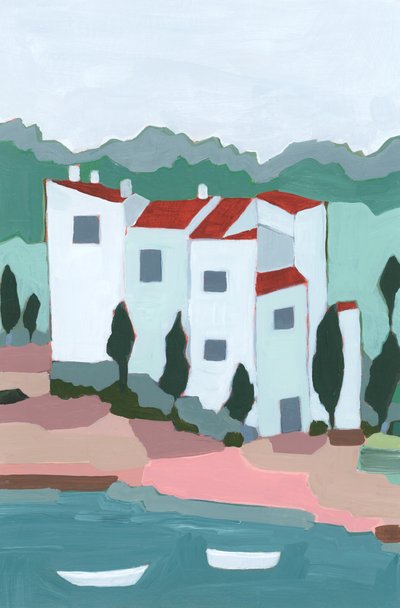 Der var engang i Cadaques, 2023 (akryl på papir) af Andrea Mejia