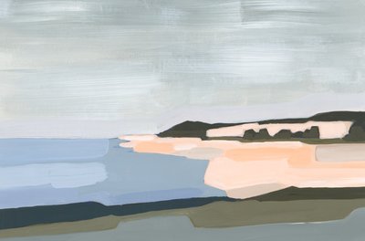 Peach Beach, 2023 (akryl på papir) af Andrea Mejia