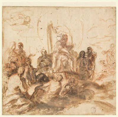 Design for Allegory of Divine Wisdom, Reception Room, Palazzo Barberini, Rom, Italien af Andrea Sacchi