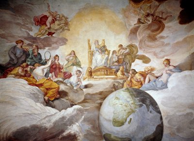 Guddommelig viden allegori. Fresco af Andrea Sacchi (1599-1661) 1629-1633 Palazzo Barberini, National Gallery of Ancient Art Rom af Andrea Sacchi