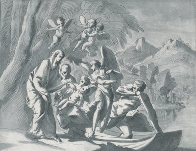 Resten på flugten til Egypten, 1740-71. af Andrea Scacciati
