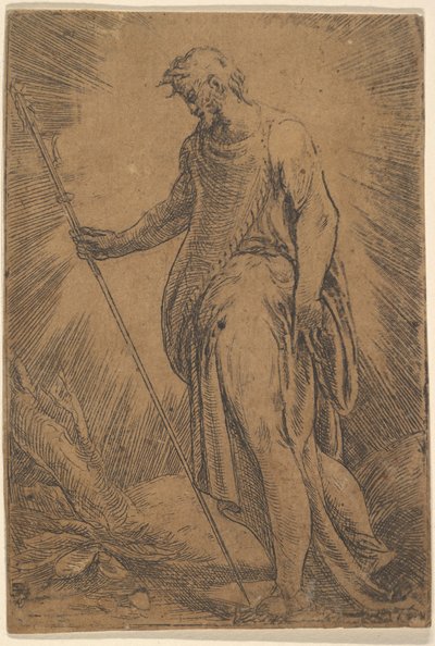 En apostel holder en stav vendt mod venstre, ca. 1540-60. af Andrea Schiavone