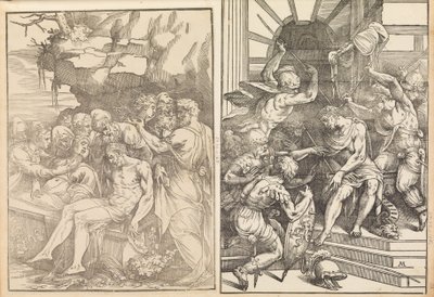 Klagning over den døde Kristus, bliver Kristus angrebet af soldater, ca. 1556-57. af Andrea Schiavone