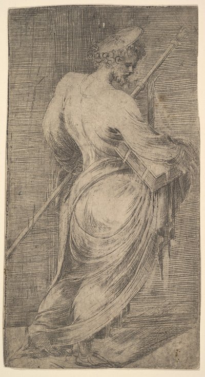 Saint James Major holder en stav og en bog mod højre, fra Kristus og Apo..., ca. 1548-50. af Andrea Schiavone