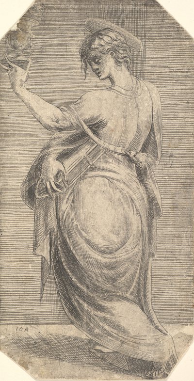 Johannes i profil mod venstre, fra 