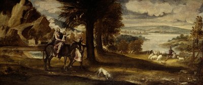 Flugten til Egypten, 154050. af Andrea Schiavone
