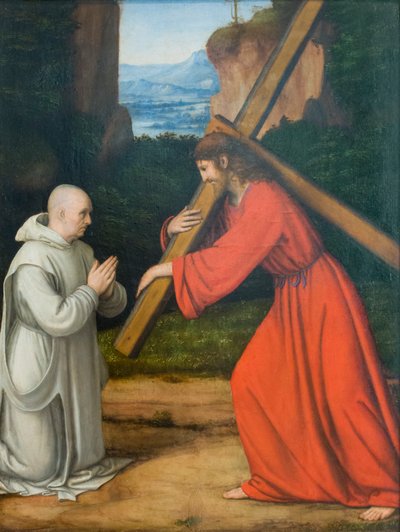 Kristus bærer korset og en kartusianermunk af Andrea Solario
