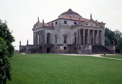Udsigt over Villa Almerico-Capra, bygget af den italienske arkitekt Andrea Palladio (1508-1580) i 1567-1570 og færdiggjort af Vincenzo Scamozzi (1552-1616) i 1591, Vicenza, Italien eller Rundkørslen af ​​Andrea Pa af Andrea and Scamozzi Vincenzo Palladio
