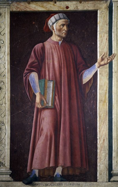 Dante Alighieri fra Villa Carducci-serien af berømte mænd og kvinder, ca. 1450 (fresko lagt på lærred) af Andrea del Castagno