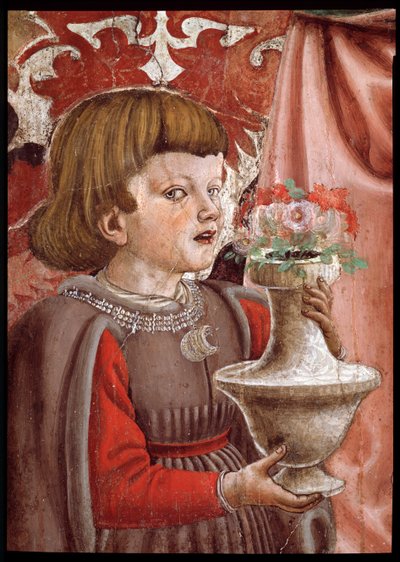 Jomfru og barn med to engle, Johannes Døberen og en anden helgen, og to børn af Pazzi-familien. Detalje, der repræsenterer en af Pazzi-sønnerne (Jomfru med barn med den hellige Johannes Døber og en anden helgen, to engle og to børn af Paz af Andrea del Castagno
