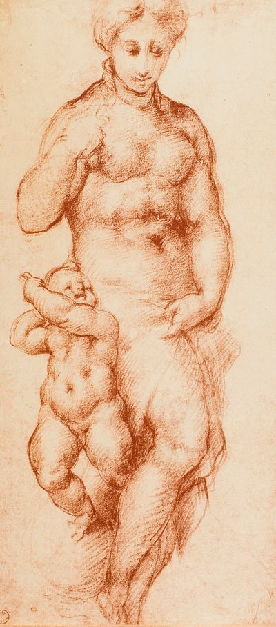 Velgørenhed, tegning af Pontormo, tidligere tilskrevet Andrea del Sarto. Kabinet for tegninger og tryk, Uffizi Gallery, Firenze af Andrea del Sarto