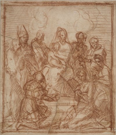 Enthroned Madonna with Child and eight saints Composition study, 1528 af Andrea del Sarto