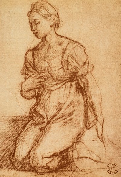 Undersøgelse af en kvinde; tegning af Andrea del Sarto. Kabinet for tegninger og tryk, Uffizi Gallery, Firenze af Andrea del Sarto