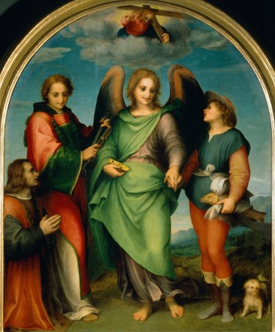 Ærkeenglen Rafael med Tobias, Sankt Leonard og donatoren Leonardo di Lorenzo Morelli af Andrea del Sarto