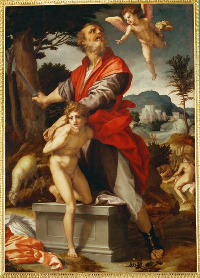 Isaks ofring (olie på træ) af Andrea del Sarto