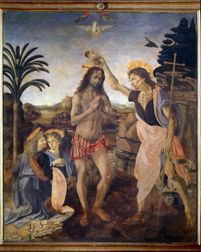 Kristi dåb - olie og tempera på panel af Andrea del Verrocchio
