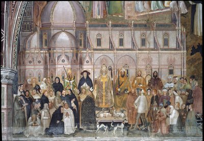 Den katolske kirkes triumf (Detalje af Fresco af Andrea di Bonaiuto (fl.1343 77)
