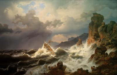 En havstorm på den norske kyst af Andreas Achenbach