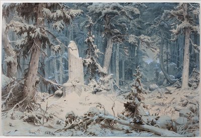 Snedækket skov af Andreas Achenbach