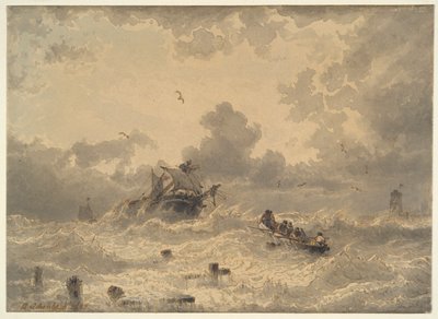 Storm på havet af Andreas Achenbach