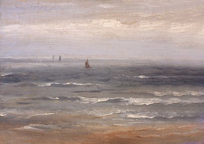Nordsøen (olie på lærred lagt på kort) af Andreas Achenbach
