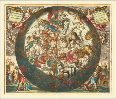 Himmelkort over den nordlige himmel fra 1660 af Andreas Cellarius