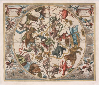 Himmelkort fra 1660 - Haemisphaerium Stellatum Boreale Antiquum af Andreas Cellarius