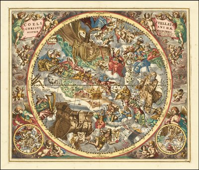 Himmelkort fra 1660 over stjernebilleder ifølge kristen symbolik af Andreas Cellarius