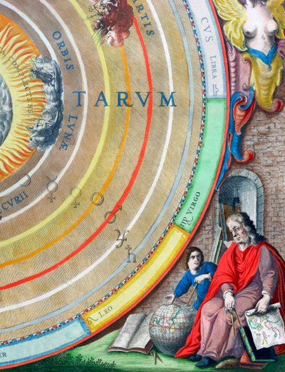 En astronom, detalje fra et kort over planeterne, 1660-1661 af Andreas Cellarius