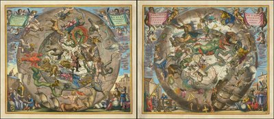 Hemisphaerii Borealis Coeli et Terrae Sphaerica Scenographia - Haemisphaerium Scenographicum Australe Coeli Stellati et Terrae af Andreas Cellarius