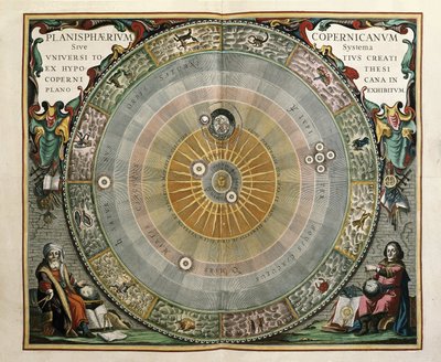 Repræsentation af universet som model af Copernicus af Andreas Cellarius