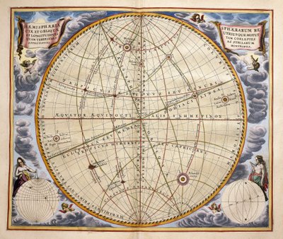 Baner af planeter og stjerner set fra Jorden, gravering fra Harmonia Macrocosmica, af Andreas Cellarius (1596-1665) af Andreas Cellarius