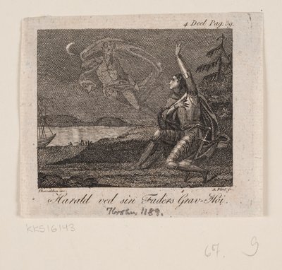 Harald ved sin faders gravhøj af Andreas Flint
