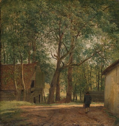 Gårdhave gårdsplads af Andreas Schelfhout (signed by artist)