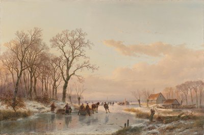 En frossen kanal nær Maas-floden En frossen vandvej nær Maas af Andreas Schelfhout