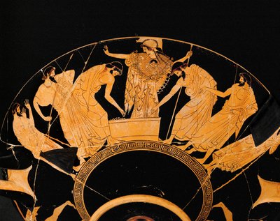 For fødderne af gudinden Athene trækker to græske krigere lod om den dræbte Achilleus