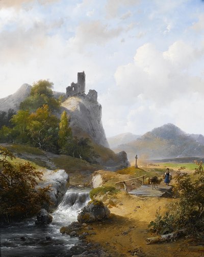 Tysk landskab med ruin af Andreas Schelfhout