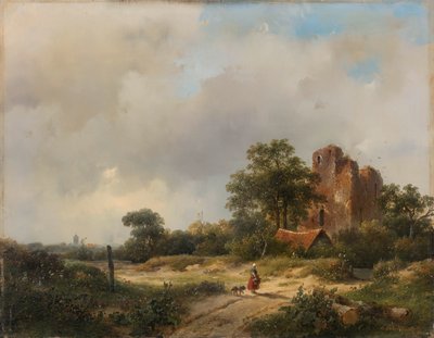 Landskab med ruinerne af Brederode Slot i Santpoort af Andreas Schelfhout