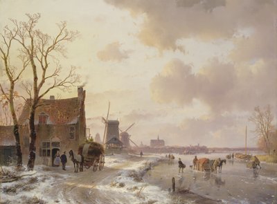 Vinterscene af Andreas Schelfhout