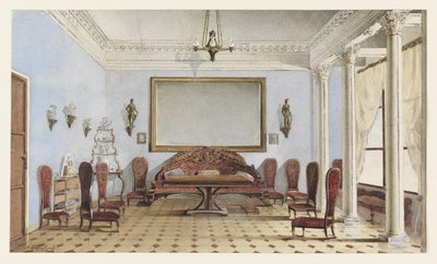 Salon interiør, 1858 af Andrei Alexeevich Redkovsky