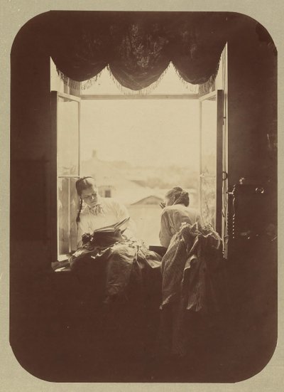 [To unge kvinder ved vinduet], ca. 1870. af Andrei Osipovich Karelin
