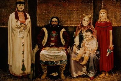 En købmand og hans familie i det syttende århundrede af Andrei Petrovich Ryabushkin